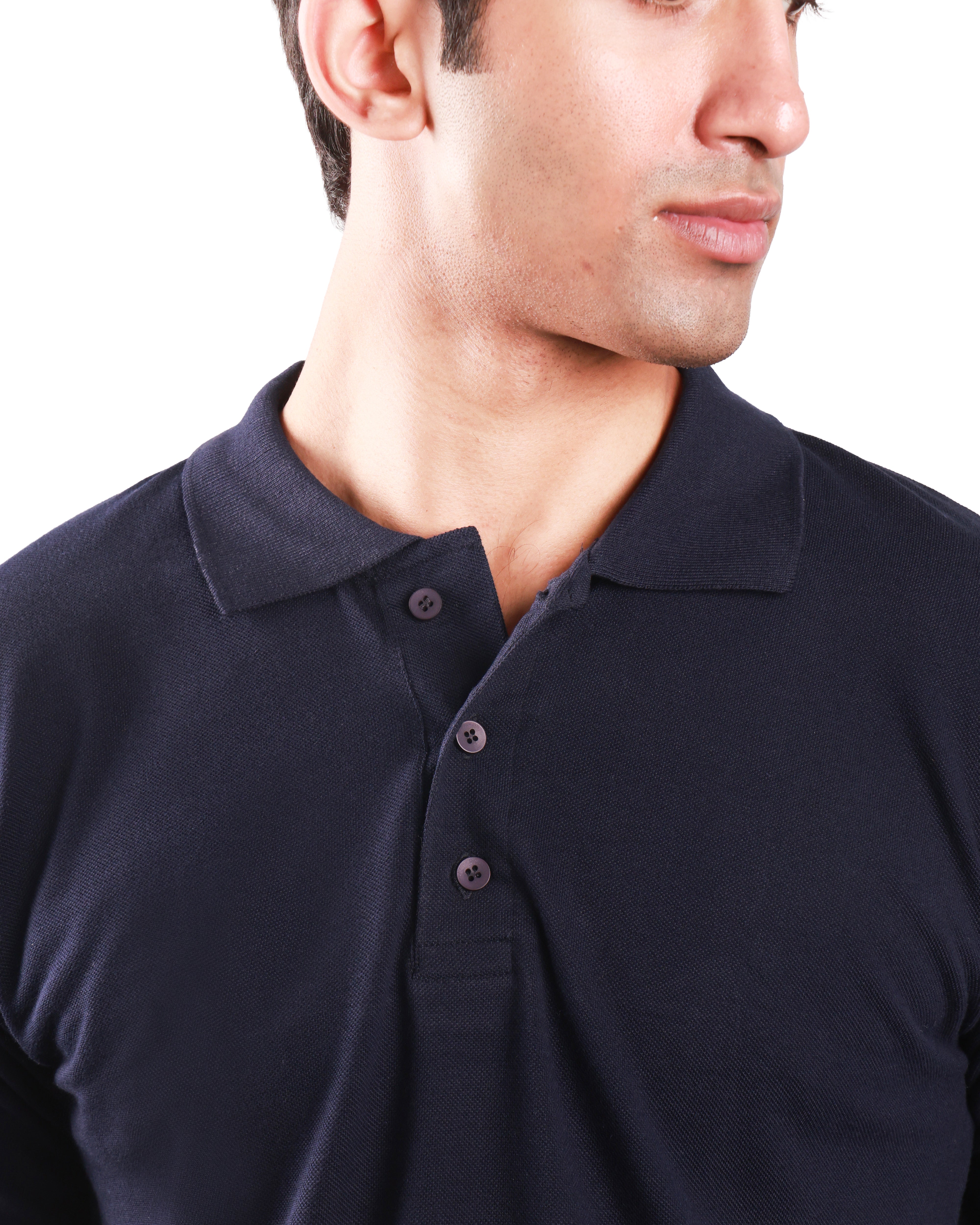 Pure Cotton Polo Tshirt - Navy Blue